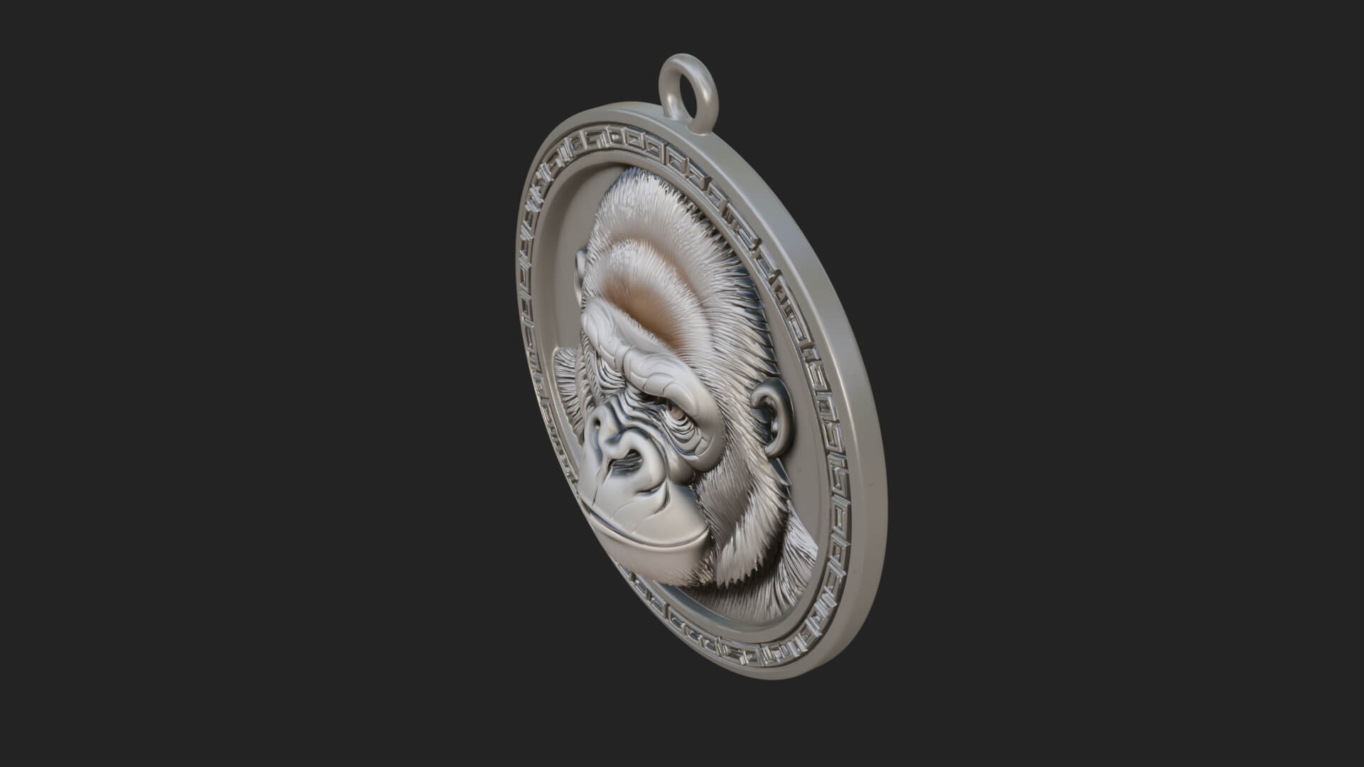 Gorilla Head Oval Relief Plaque Design 3 3D Print Model 3D Model