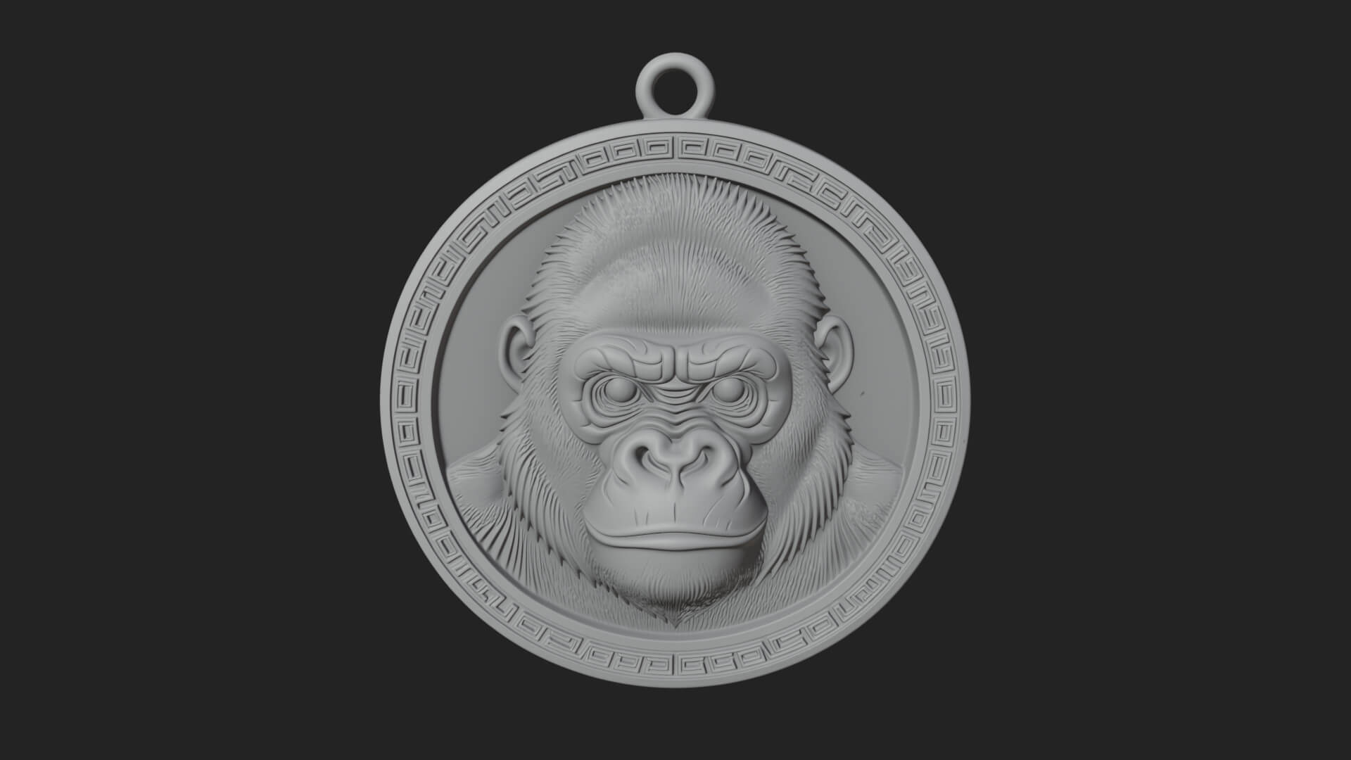 Gorilla Head Oval Relief Plaque Design 3 3D Print Model 3D Model