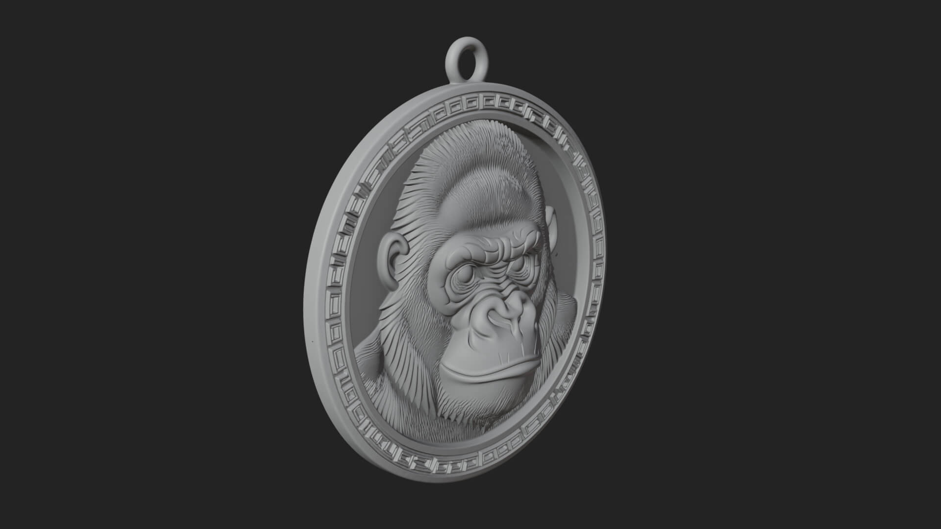 Gorilla Head Oval Relief Plaque Design 3 3D Print Model 3D Model