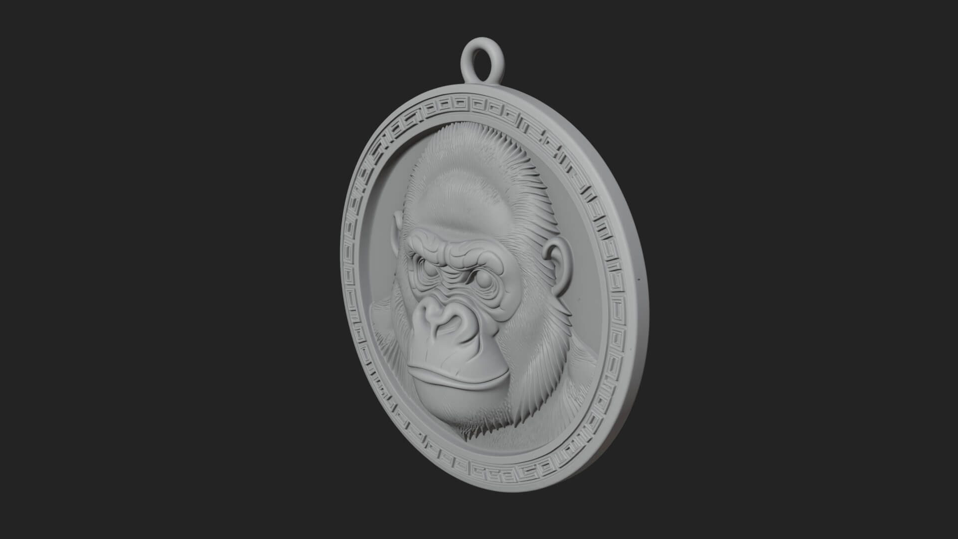 Gorilla Head Oval Relief Plaque Design 3 3D Print Model 3D Model