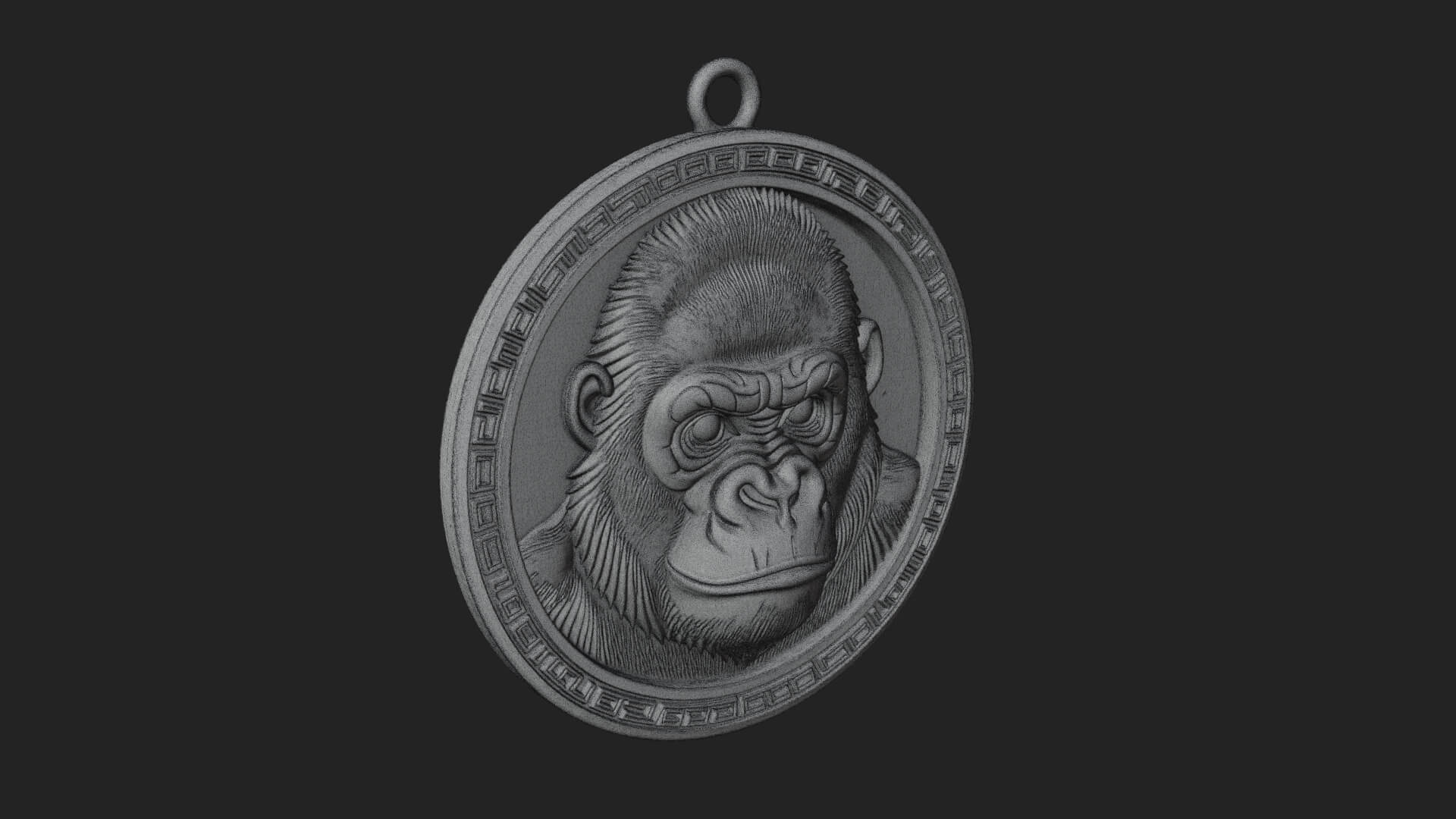 Gorilla Head Oval Relief Plaque Design 3 3D Print Model 3D Model