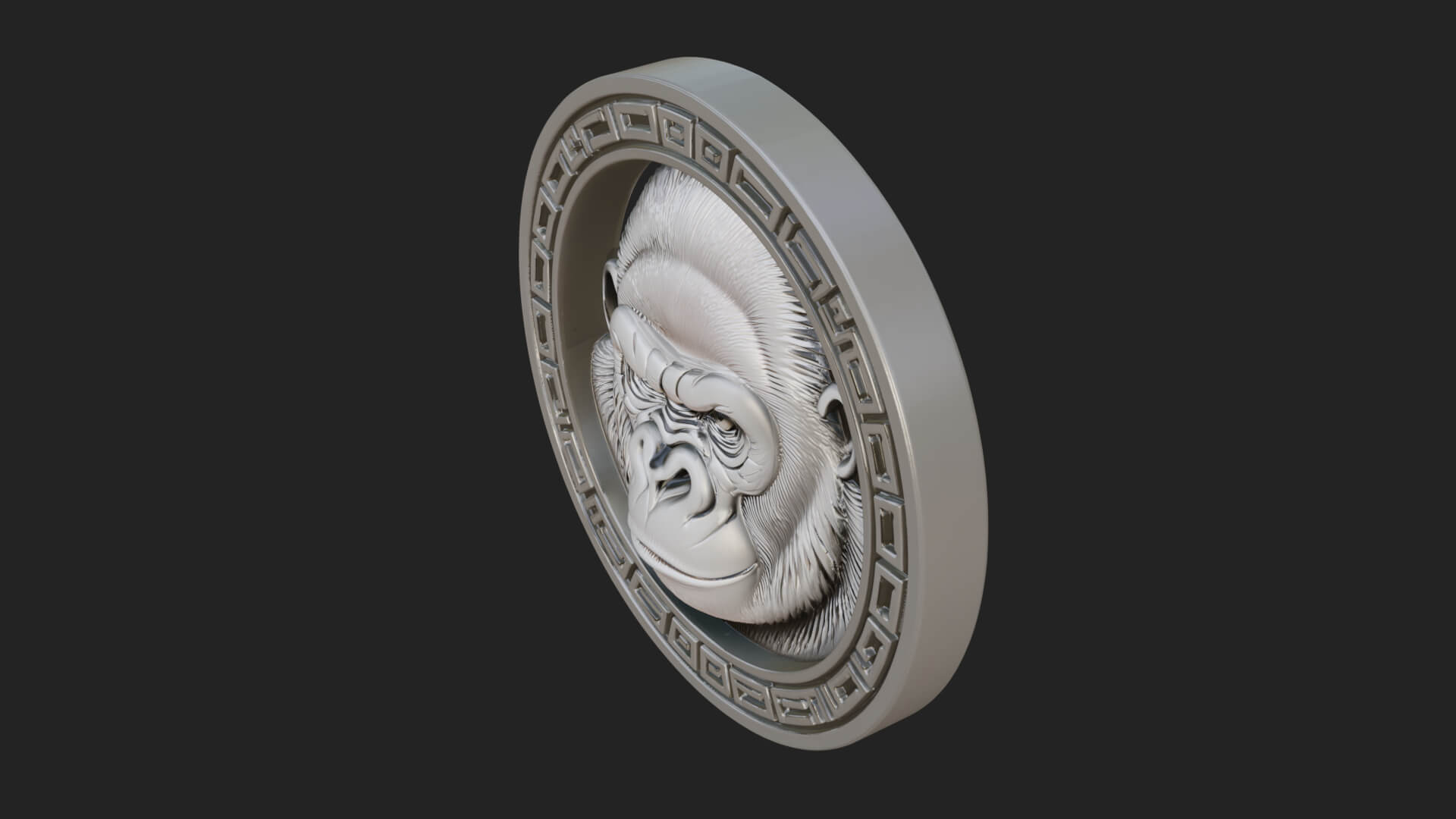 Gorilla Head Oval Relief Plaque Design 4 3D Print Model 3D Model
