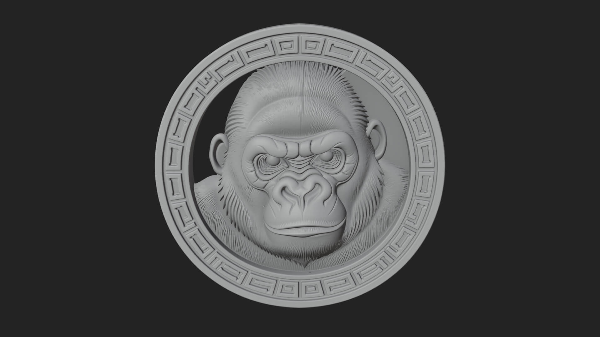 Gorilla Head Oval Relief Plaque Design 4 3D Print Model 3D Model
