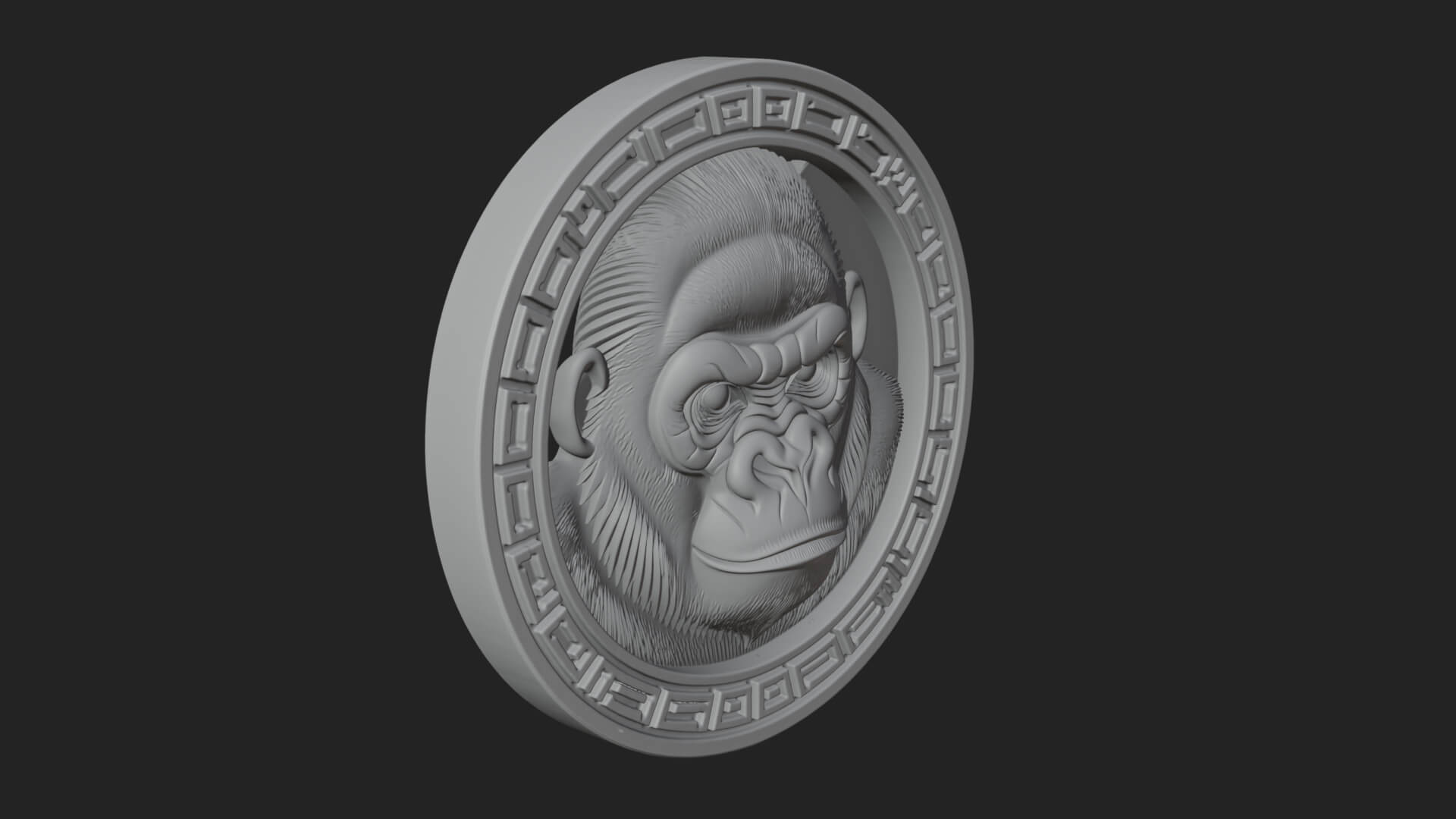 Gorilla Head Oval Relief Plaque Design 4 3D Print Model 3D Model