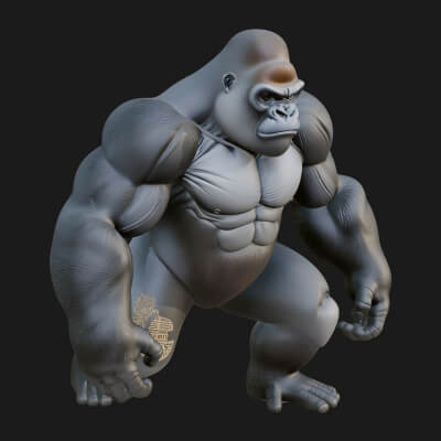 Gorilla Statue Design 1 3D Print Model