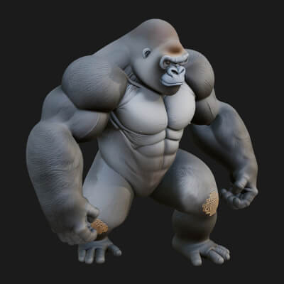 Gorilla Statue Design 2 3D Print Model