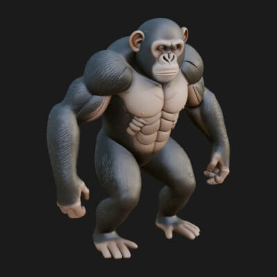 Gorilla Statue Design 3 3D Print Model