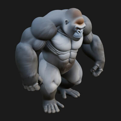 Gorilla Statue Design 4 3D Print Model