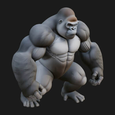 Gorilla Statue Design 5 3D Print Model
