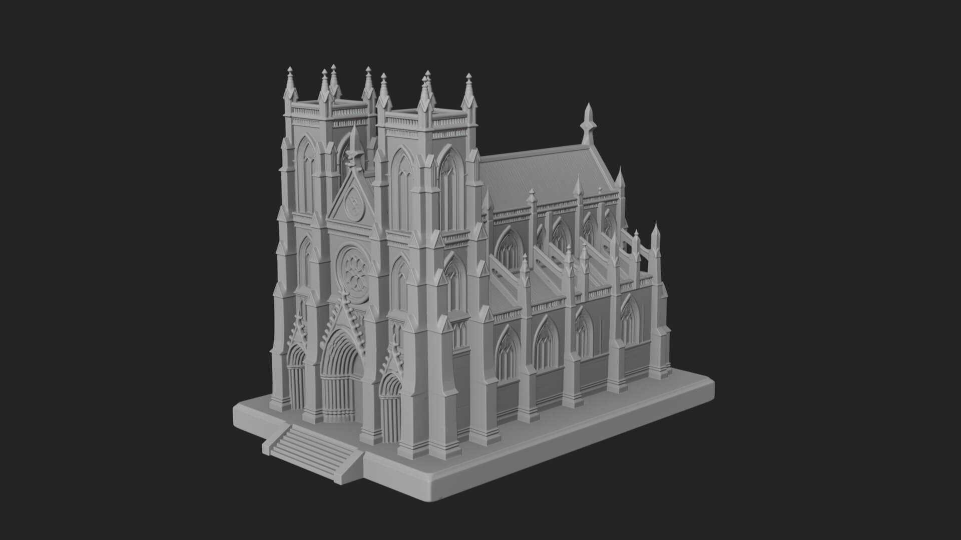 Gothic Cathedral Model Design 1 3D Print Model 3D Model