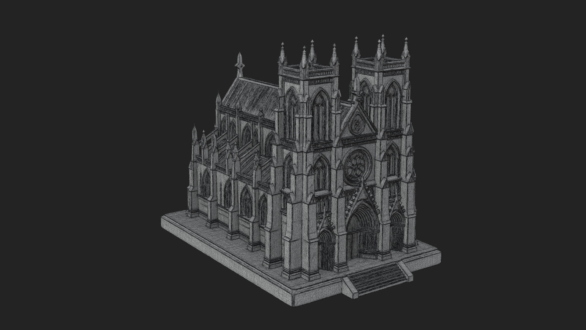 Gothic Cathedral Model Design 1 3D Print Model 3D Model