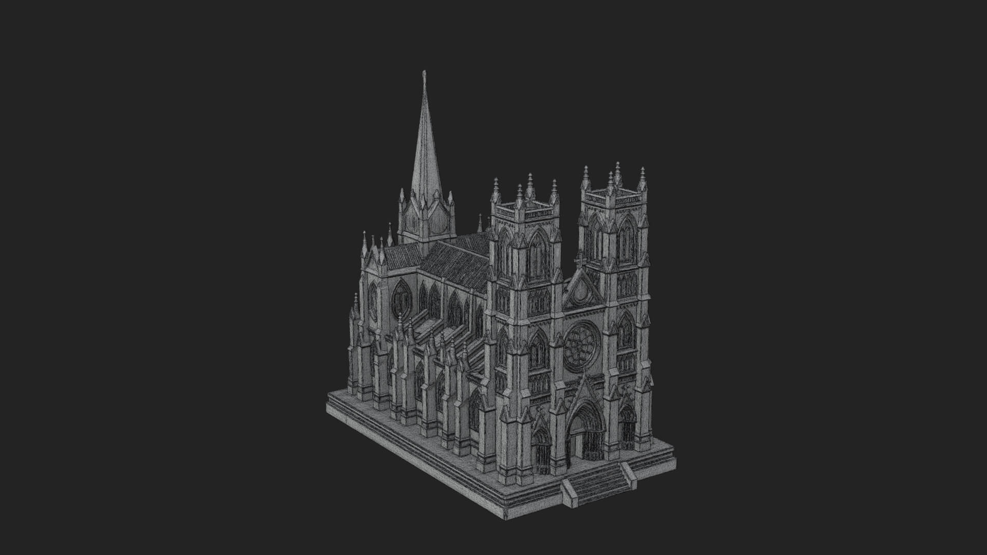 Gothic Cathedral Model Design 2 3D Print Model 3D Model