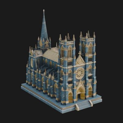 Gothic Cathedral Model Design 2 3D Print Model