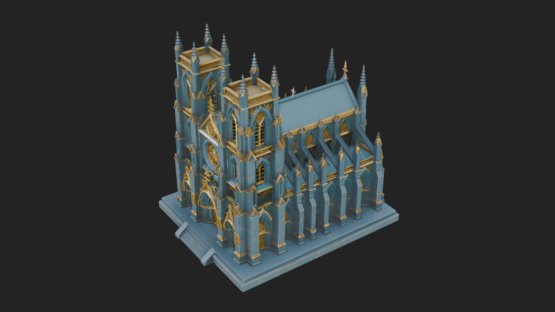 Gothic Cathedral Model Design 4 3D Print Model 3D Model
