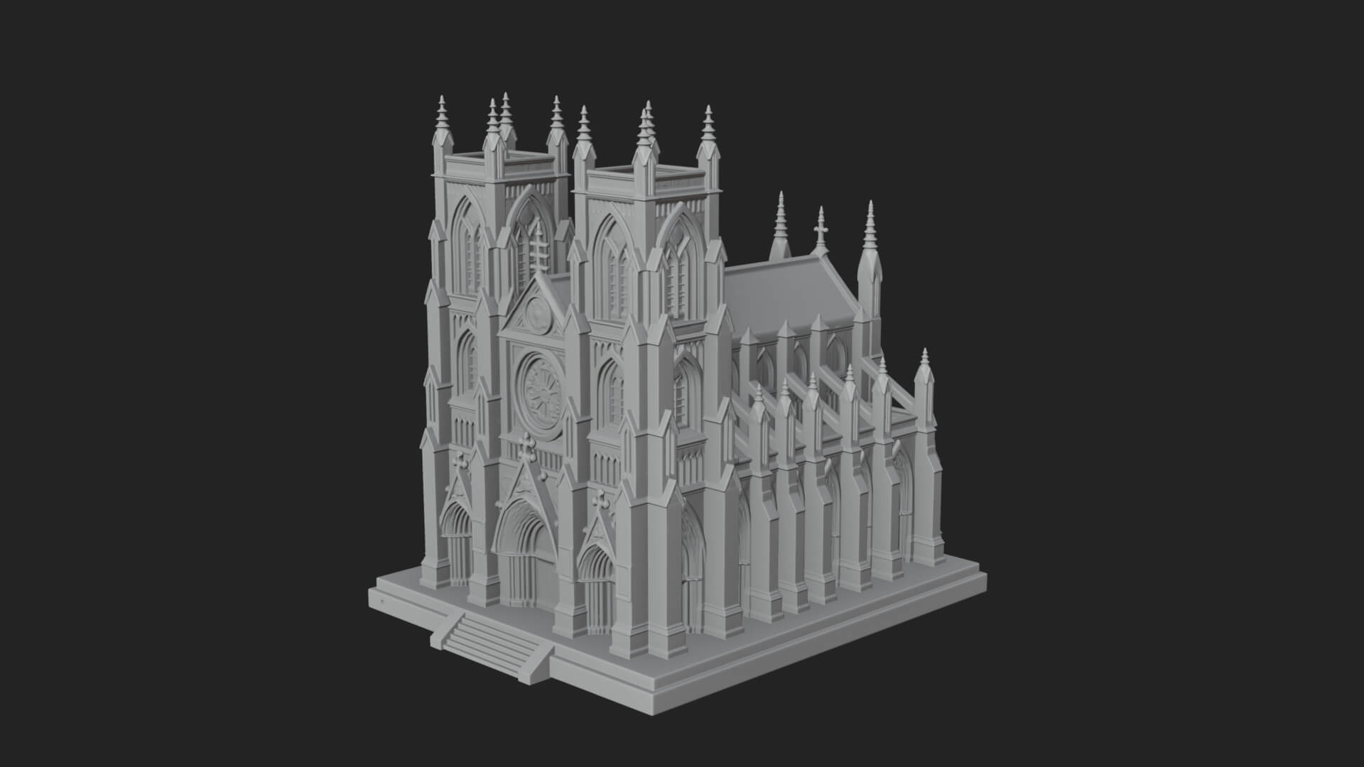 Gothic Cathedral Model Design 4 3D Print Model 3D Model