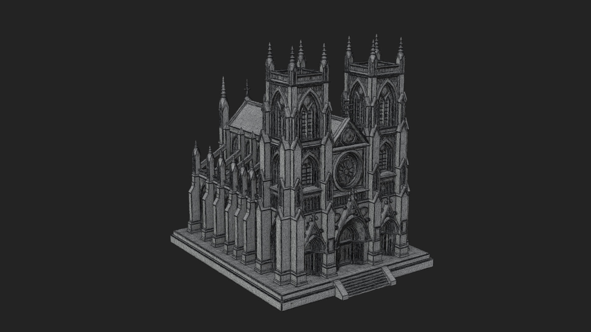 Gothic Cathedral Model Design 4 3D Print Model 3D Model