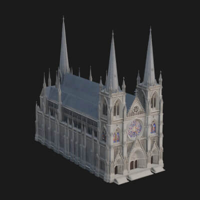 Gothic Cathedral Tower Model Design 10 3D Print Model