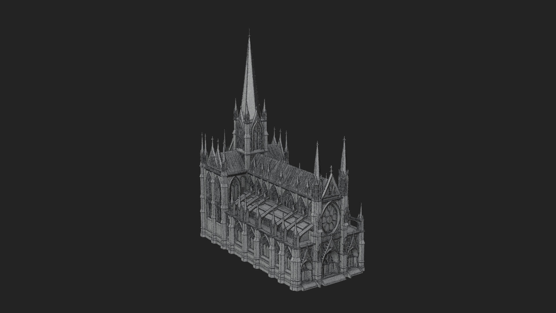 Gothic Cathedral Tower Model Design 11 3D Print Model 3D Model