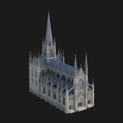 Gothic Cathedral Tower Model Design 11 3D Print Model