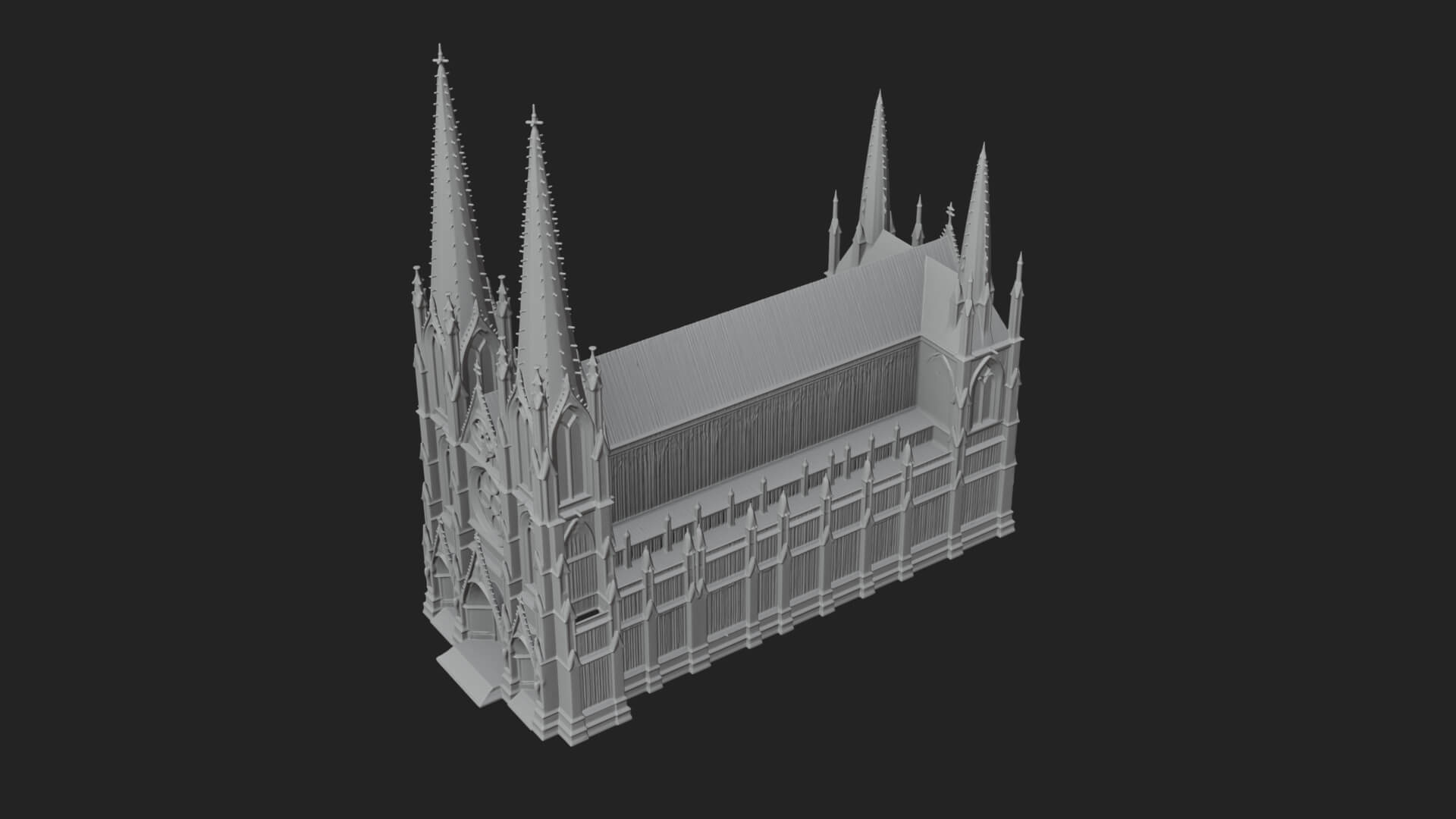 Gothic Cathedral Tower Model Design 5 3D Print Model 3D Model