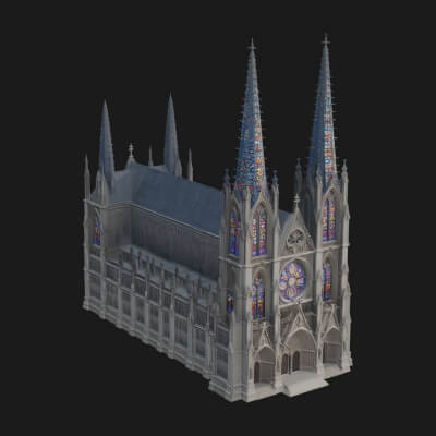 Gothic Cathedral Tower Model Design 5 3D Print Model