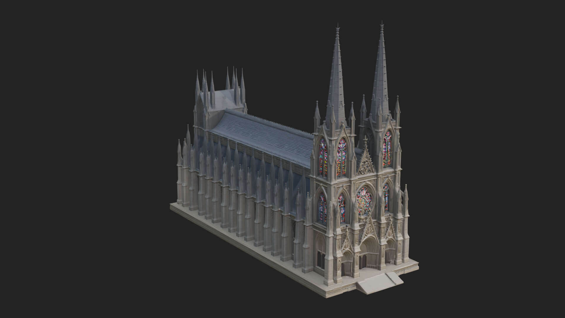 Gothic Cathedral Tower Model Design 6 3D Print Model 3D Model