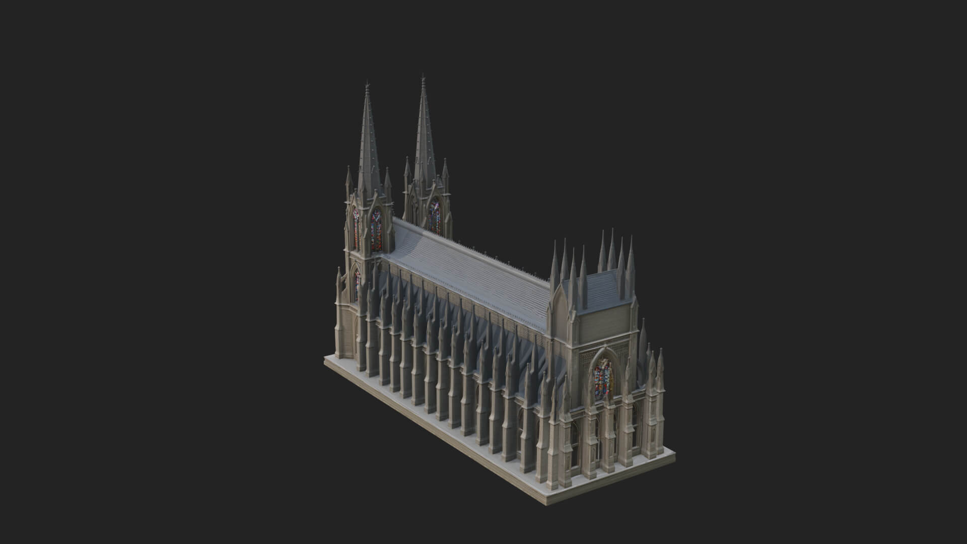 Gothic Cathedral Tower Model Design 6 3D Print Model 3D Model