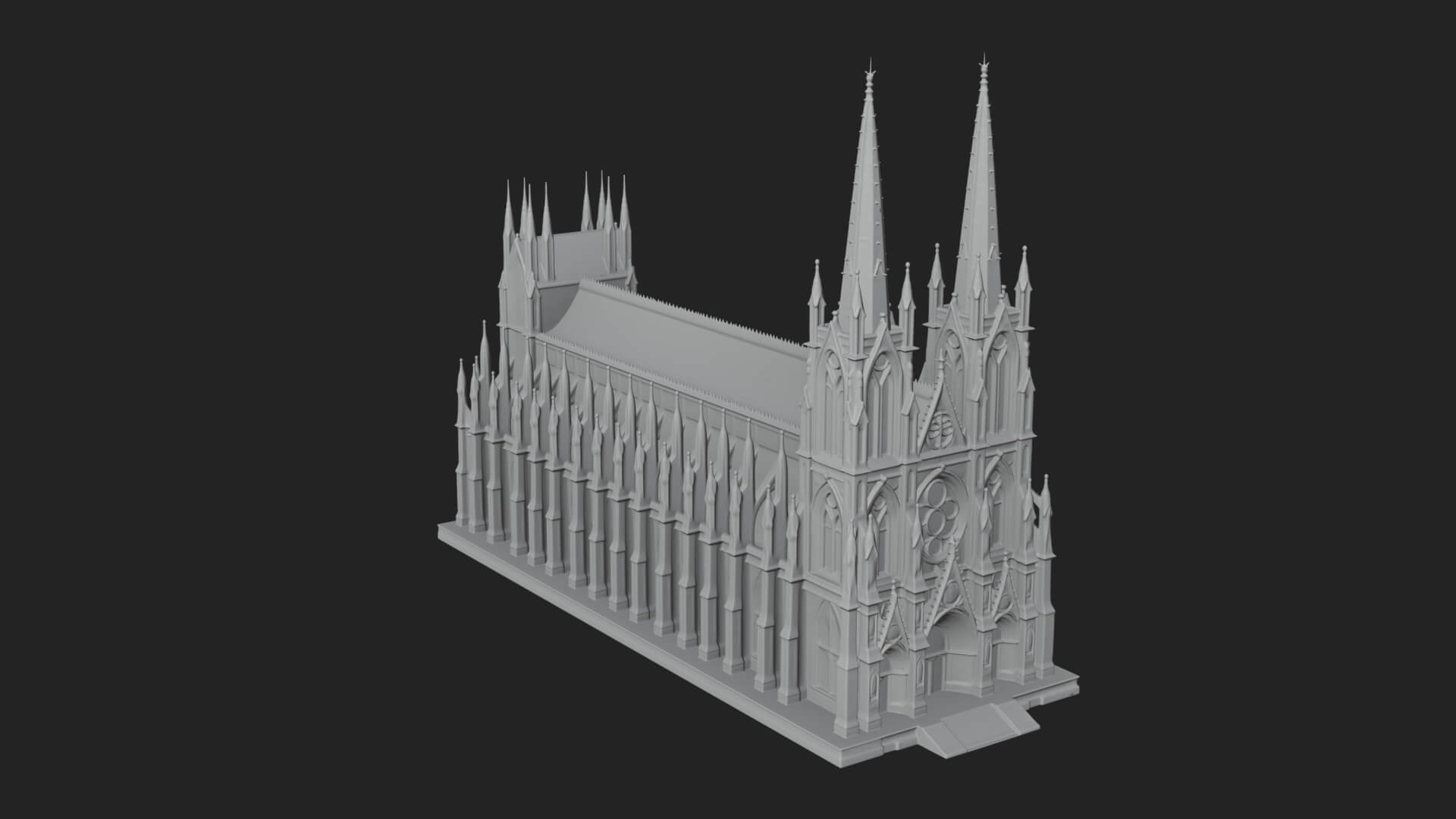 Gothic Cathedral Tower Model Design 6 3D Print Model 3D Model