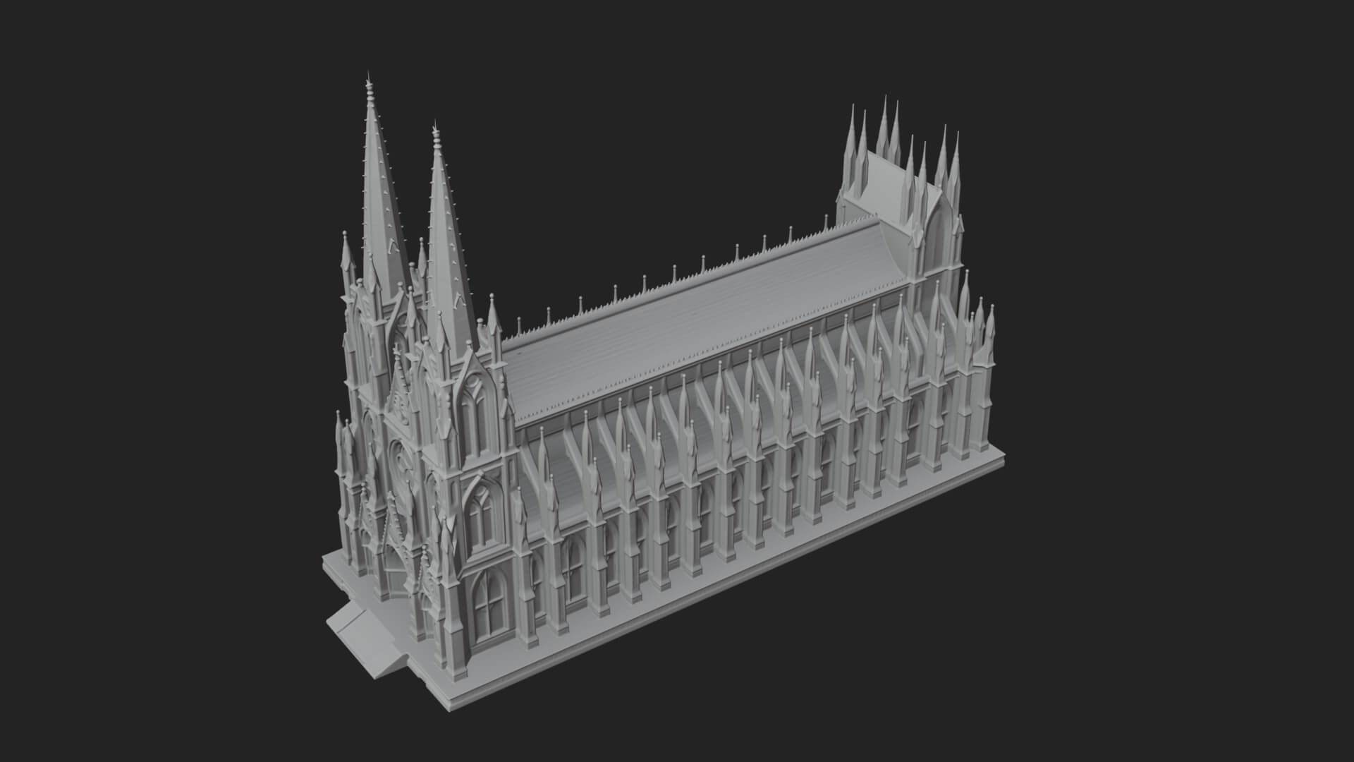 Gothic Cathedral Tower Model Design 6 3D Print Model 3D Model