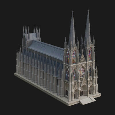 Gothic Cathedral Tower Model Design 6 3D Print Model