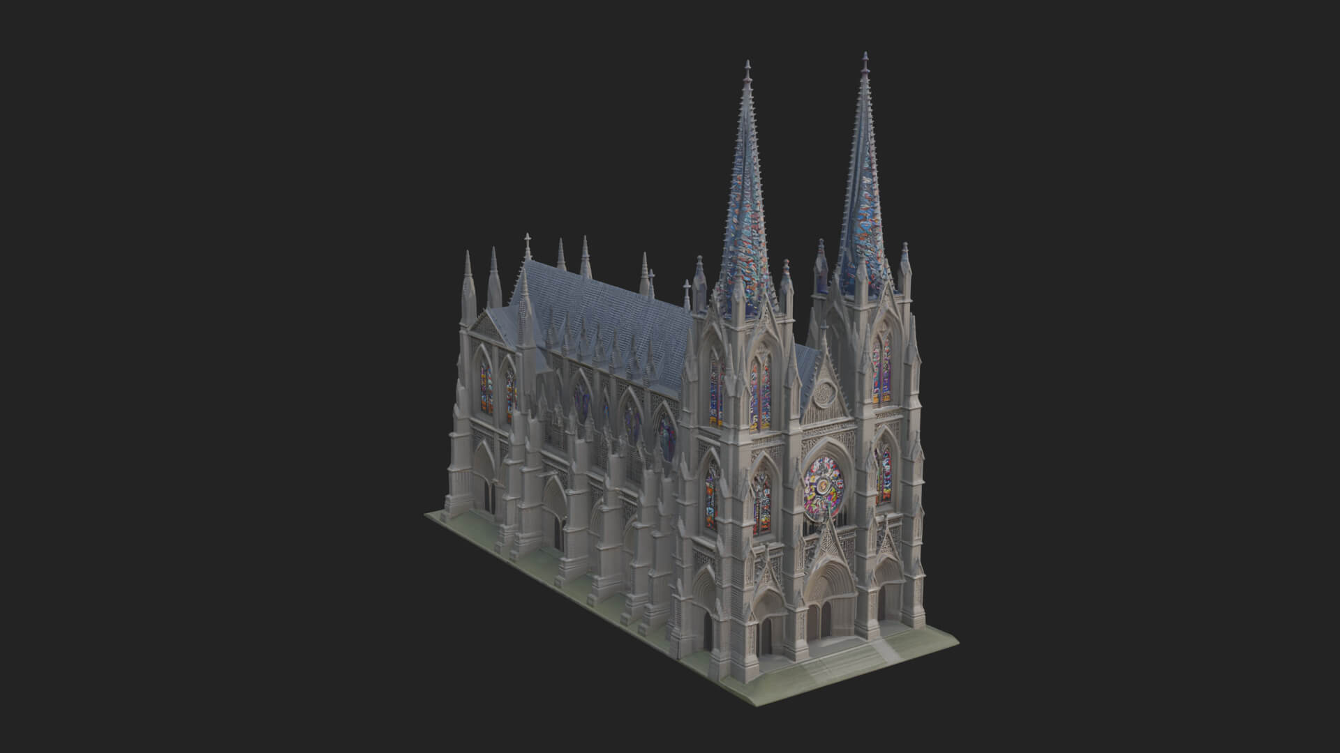 Gothic Cathedral Tower Model Design 7 3D Print Model 3D Model