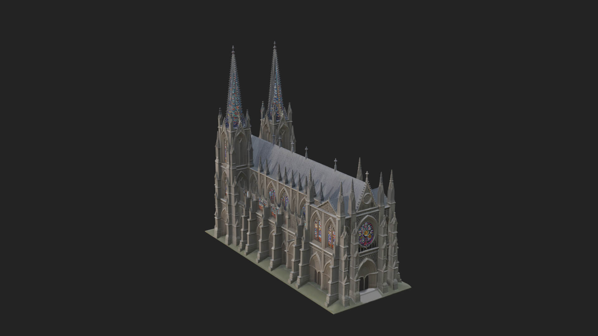 Gothic Cathedral Tower Model Design 7 3D Print Model 3D Model