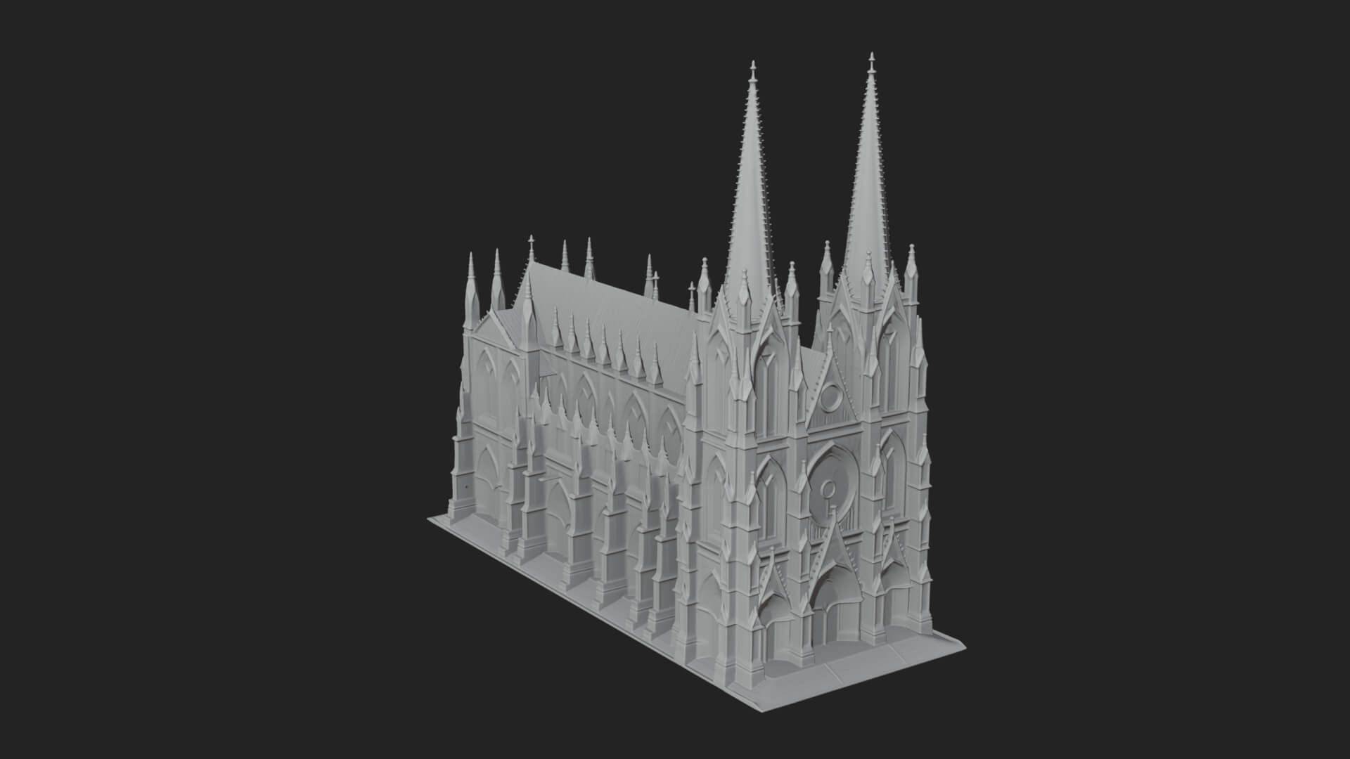 Gothic Cathedral Tower Model Design 7 3D Print Model 3D Model