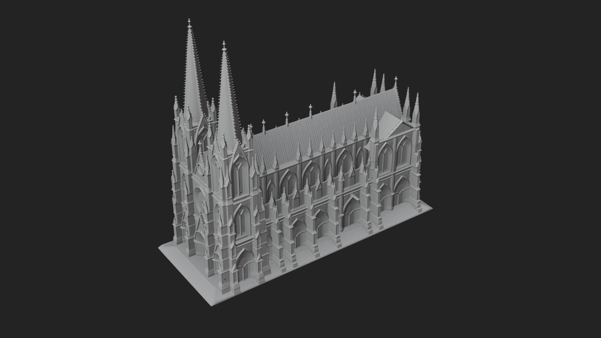 Gothic Cathedral Tower Model Design 7 3D Print Model 3D Model