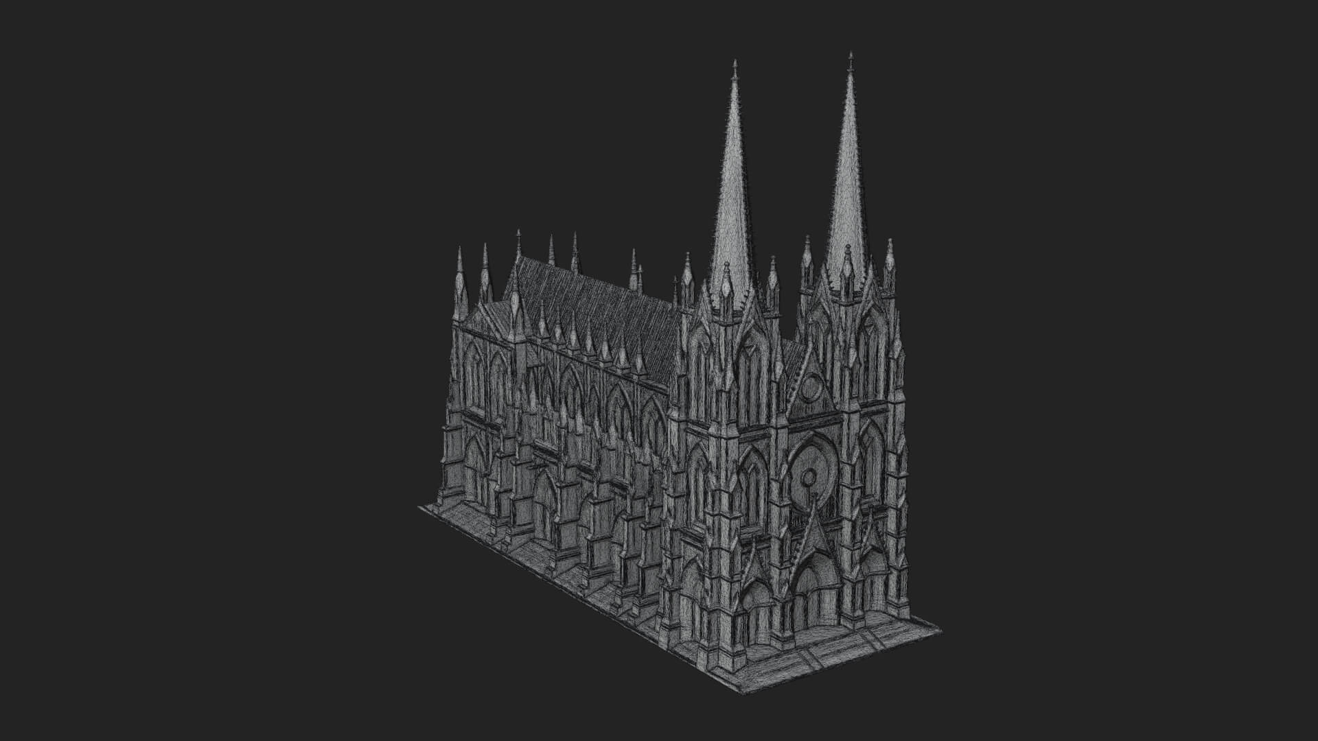 Gothic Cathedral Tower Model Design 7 3D Print Model 3D Model