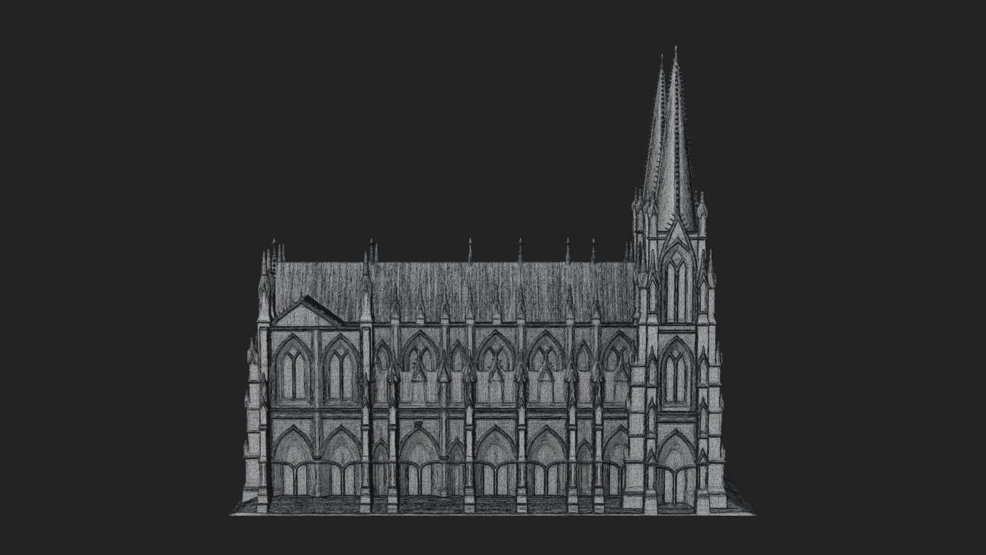 Gothic Cathedral Tower Model Design 7 3D Print Model 3D Model