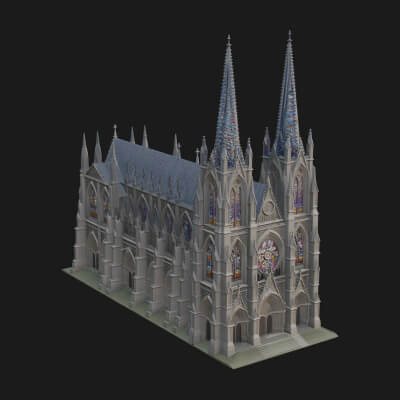 Gothic Cathedral Tower Model Design 7 3D Print Model