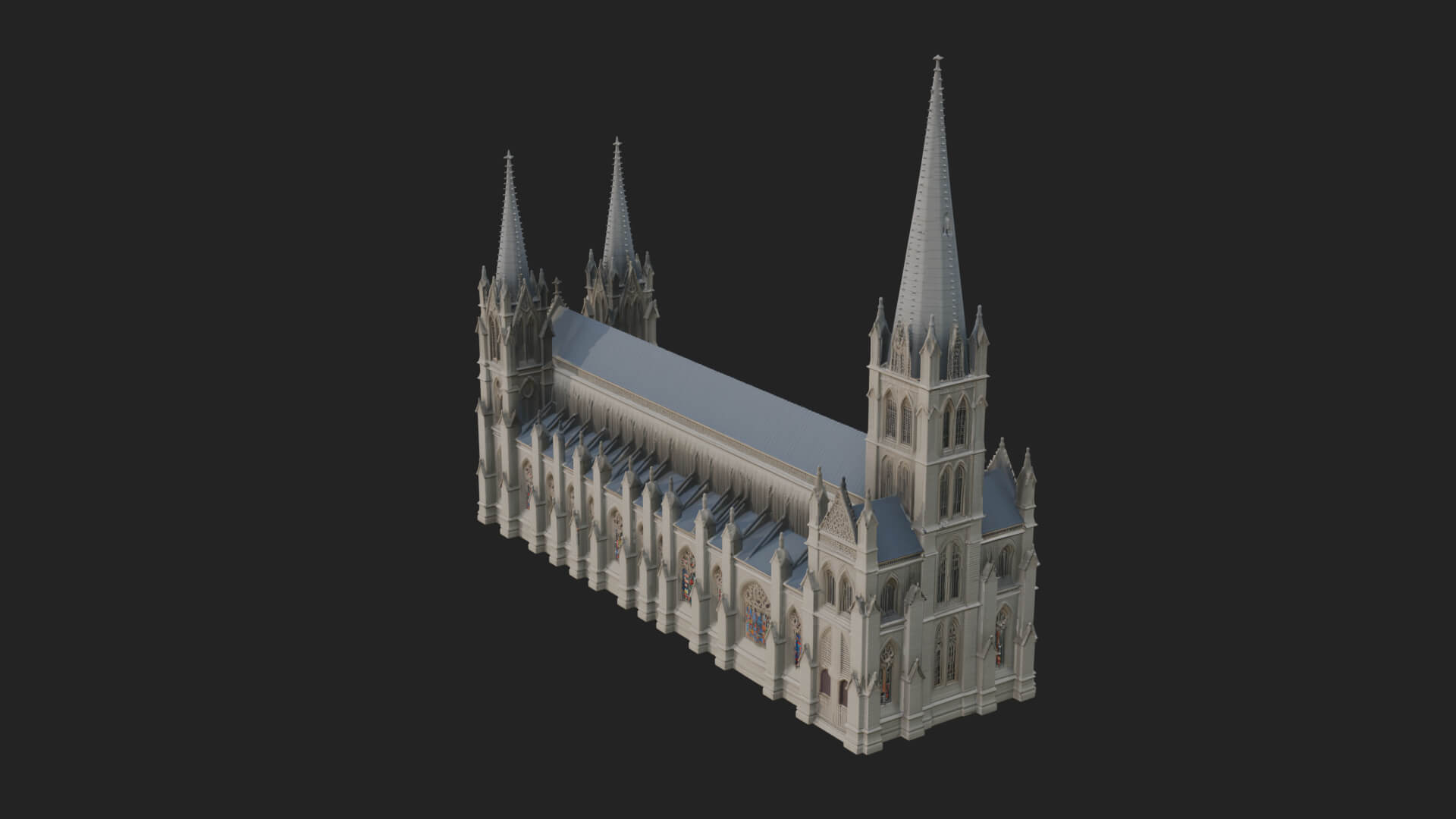 Gothic Cathedral Tower Model Design 8 3D Print Model 3D Model