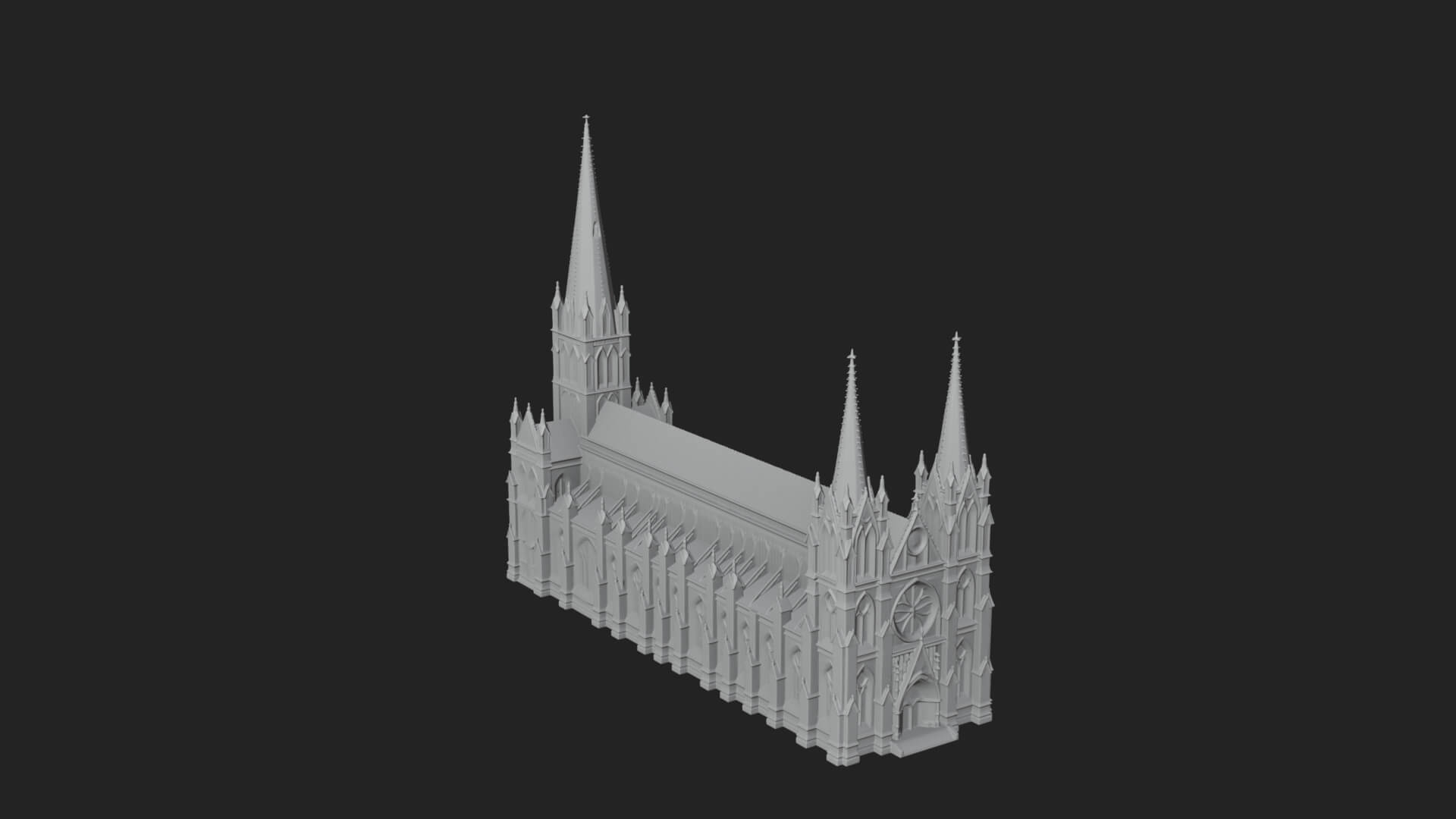 Gothic Cathedral Tower Model Design 8 3D Print Model 3D Model