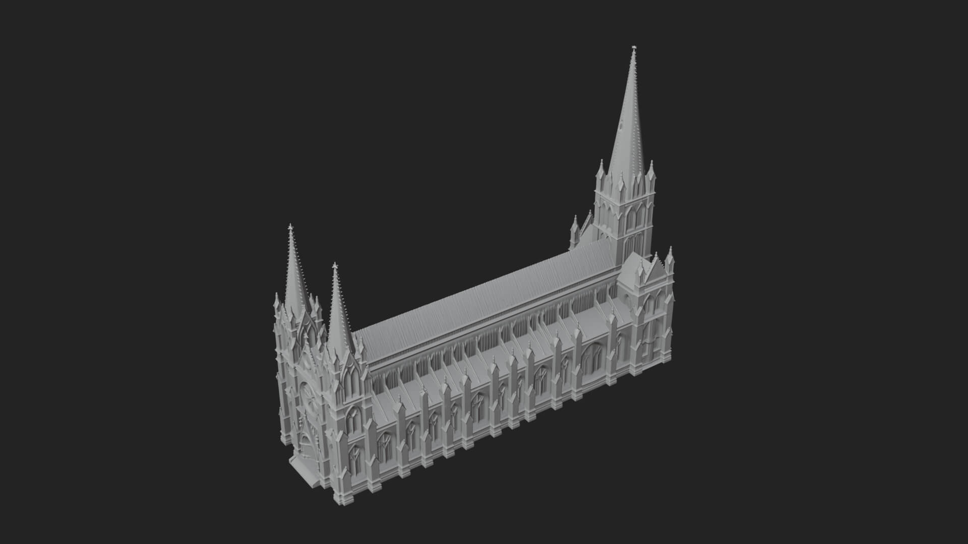 Gothic Cathedral Tower Model Design 8 3D Print Model 3D Model
