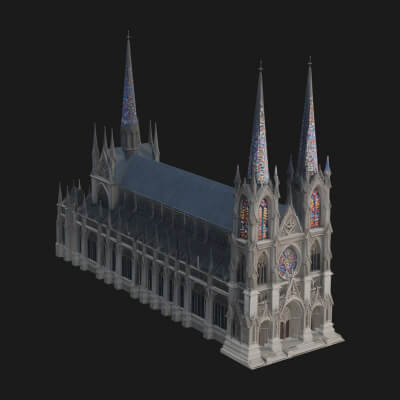 Gothic Cathedral Tower Model Design 9 3D Print Model
