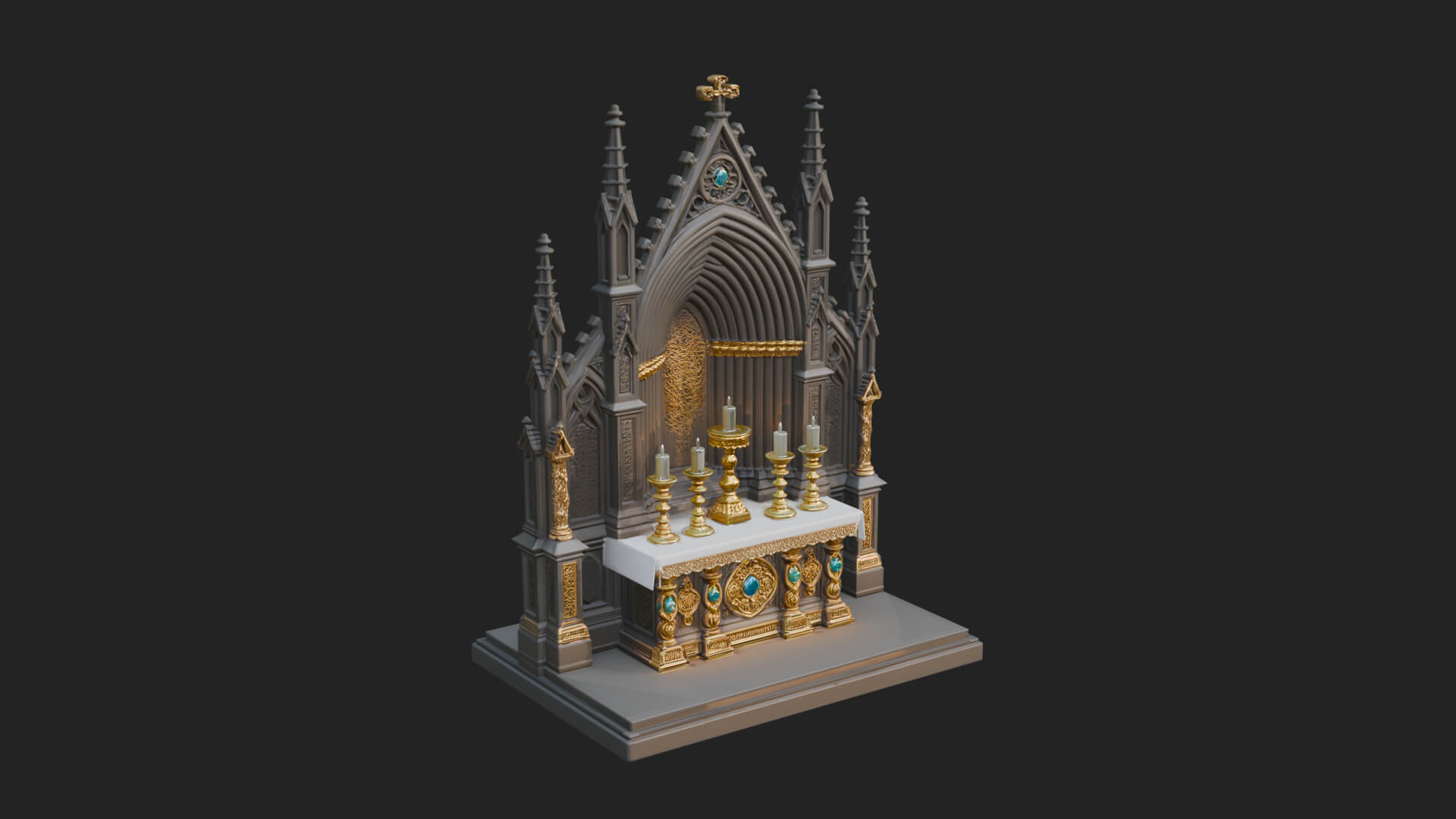 Gothic Church Altar Model Design 1 3D Print Model 3D Model