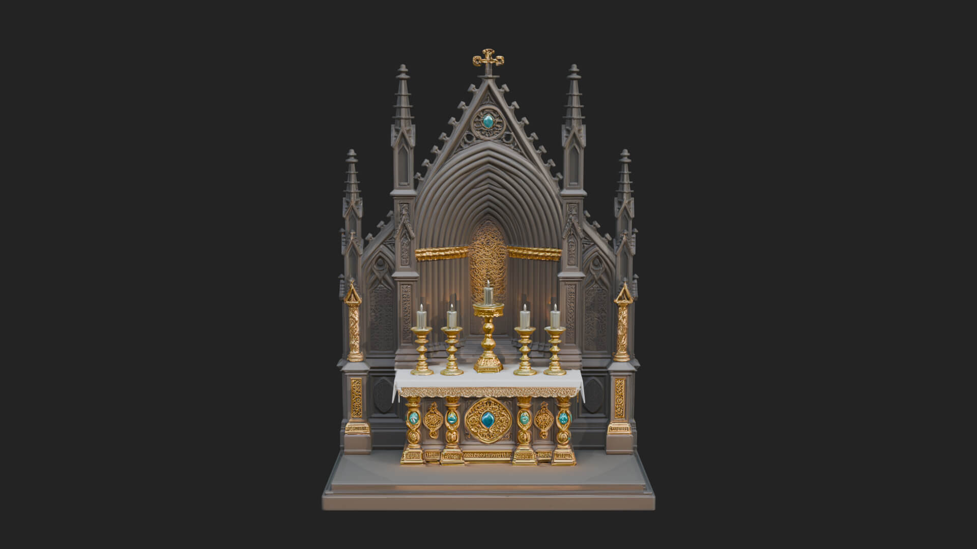 Gothic Church Altar Model Design 1 3D Print Model 3D Model