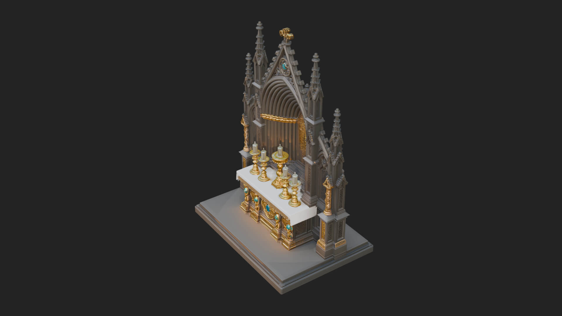 Gothic Church Altar Model Design 1 3D Print Model 3D Model
