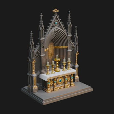 Gothic Church Altar Model Design 1 3D Print Model