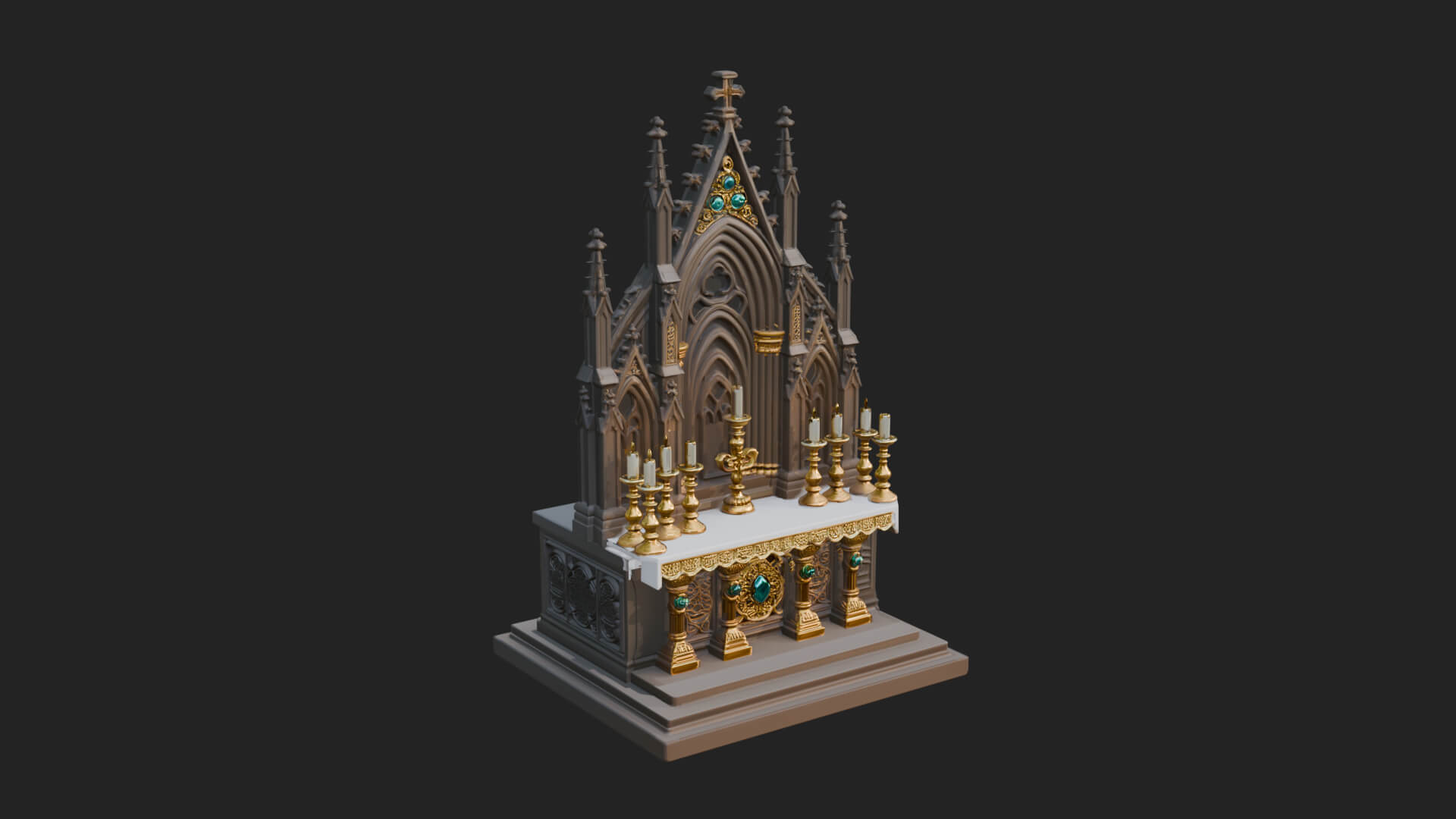 Gothic Church Altar Model Design 2 3D Print Model 3D Model