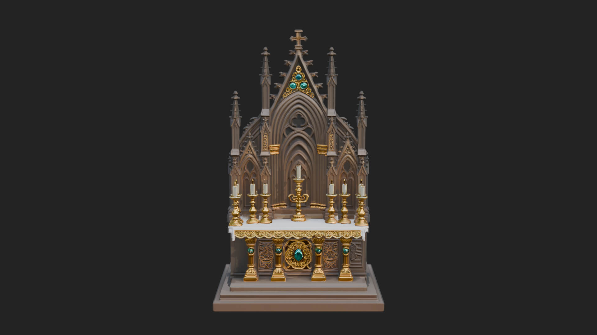 Gothic Church Altar Model Design 2 3D Print Model 3D Model