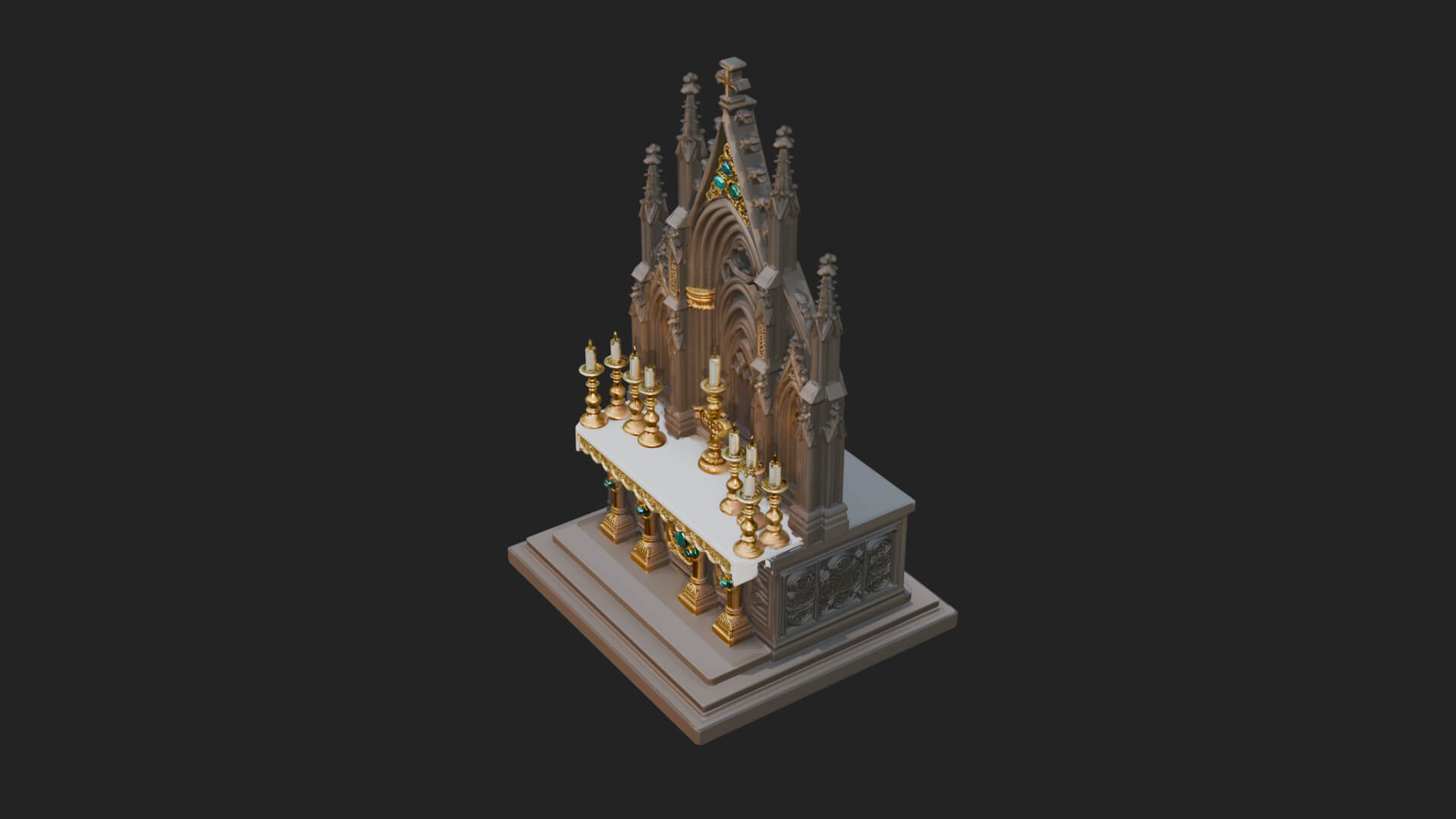Gothic Church Altar Model Design 2 3D Print Model 3D Model