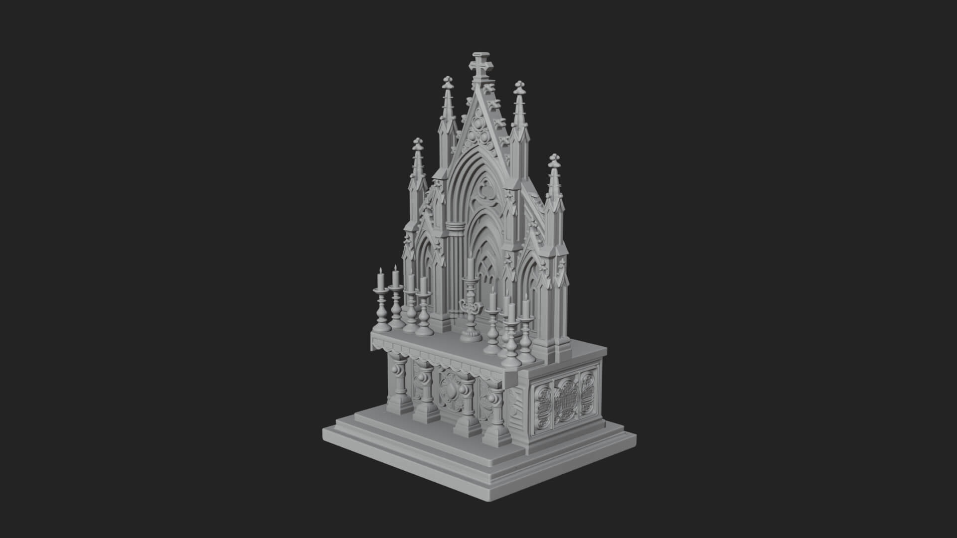 Gothic Church Altar Model Design 2 3D Print Model 3D Model