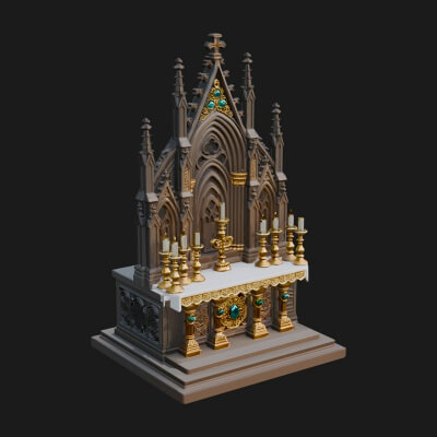 Gothic Church Altar Model Design 2 3D Print Model